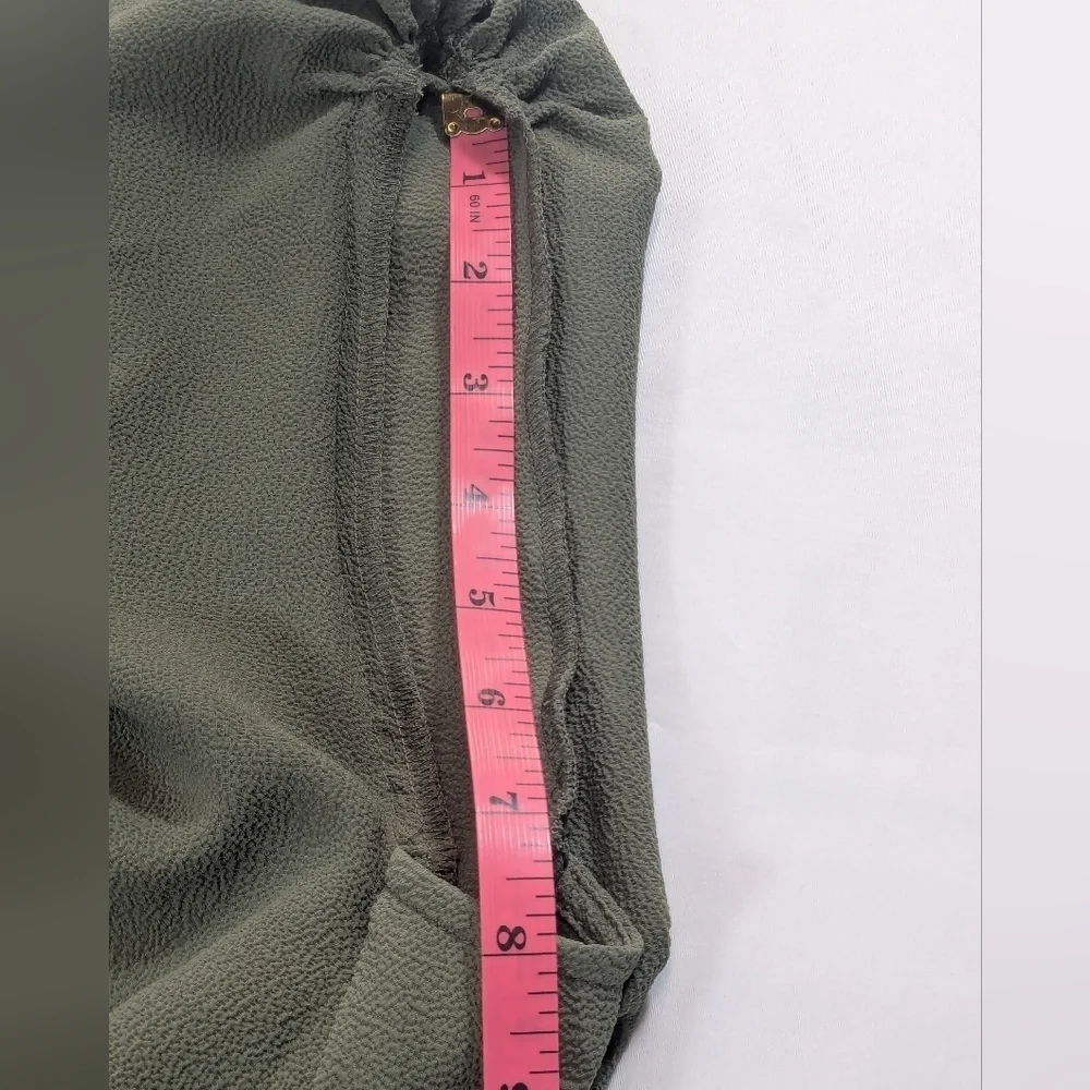 Michael Michael Kors Olive Green Ruffle/Flutter Sleeve Gold Zip Top Size Medium